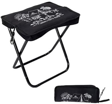 Kleiner tragbarer Klapphocker mit Druck, 1 Pack 28 cm Höhenhöhe, zusammenklappbarer Campinghocker Leicht zum Campen, Angeln, Picknick, Reisen und Wandern, Belastungskapazität bis 120 kg (schwarz)