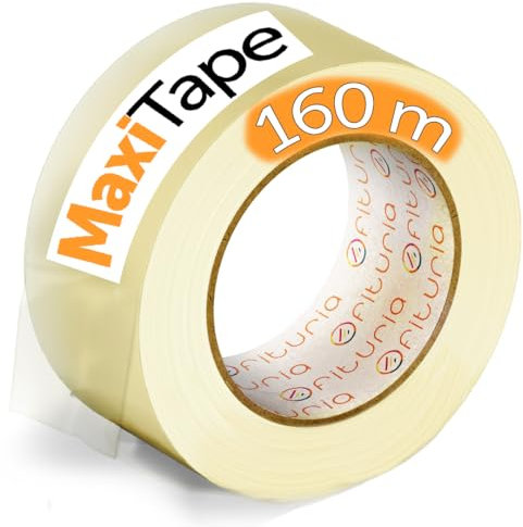 OFITURIA Nastro adesivo per imballaggio trasparente per imballaggio di scatole di cartone di spedizioni, matrimoni, prodotto per confezioni sicure (48mmx160mts - Transparente, 1 Rollo)