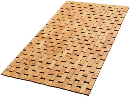 Tappetino da bagno in bambù, tappetino per doccia in bambù pieghevole non slip 16x24, pavimento della doccia rettangolare leggera per bagno, sauna, spa e vasca
