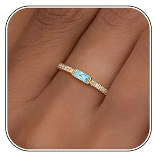 ZOERAY Ringe Gold für Damen Wasserfest mit Geburtsstein 18K Vergoldete Ring | Damenring Zirkonia,Stapelbare Rings mit Stein Amethyst Aquamarin,Edelstein Ringe Frauen, Verlobungsringe Geburtstag Geschenke