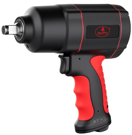 AEROPRO TOOLS 1/2-Inch Air Impact Wrench, Twin Hammer, 1200FT-LBS, 7500RPM, High Torque Pneumatic Impact Wrench, 1/2 Drive Air Impact Gun for Auto Repair, Tire Shop