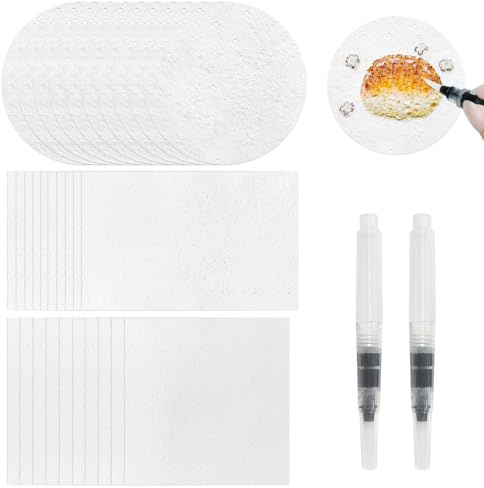Modixun Lot de 30 feuilles de papier texturé magique en mousse pour peinture 3D avec 2 pinceaux à eau pour loisirs créatifs et fournitures d'art, rond + rectangulaire + carré
