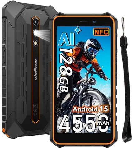 Ulefone RugKing 2 Pro AI 4G Rugged Smartphone,110LM Flashlight,4550mAh 10W,8GB+128GB/2TB Android 15 Rugged Phone,5.45 HD+90Hz,13MP+5MP Mobile Phones,Widevine L1/NFC/Face ID/OTG/3 Card Slot
