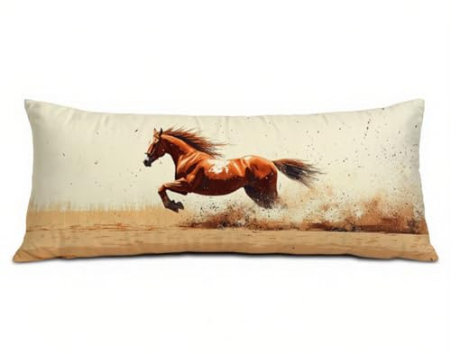 Tier Seitenschläferkissen Bezug 50 x 150, Pferd Kissenbezug 50x150 Seitenschläferkissen, Weich Samt Verbessern Sie Schlafqualität Schwangerschaftskissen für Sofa Deko Weihnachten Geschenk R-2040