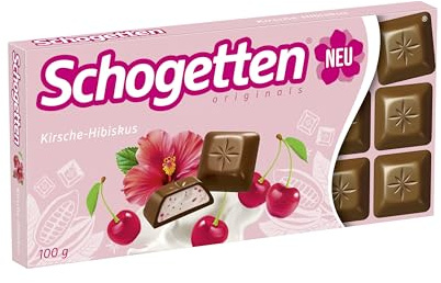 Schogetten Kirsche Hibiskus I 100 g Schokoladentafel I Vollmilchschokolade | praktisch einzeln portioniert