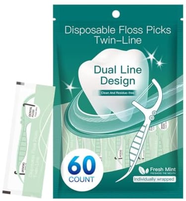 Interdental Picks tandställsvård hygienrengöringsverktyg | Bärbar dubbeltråd tandtråd bärbar hygienrengöring för hem kontor resor