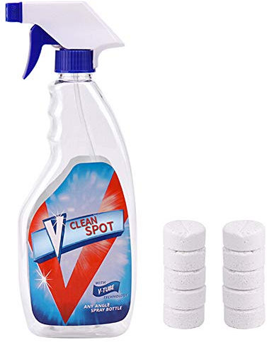 5 Pcs Strong Oil Cleaner Tablets Multifunction Bubbly Spray Cleaner with 1 Spray Bottle Descaling and Oil Stain Remover Cleaning Tablets for Floor / Toilet / Car Glass Cleaner