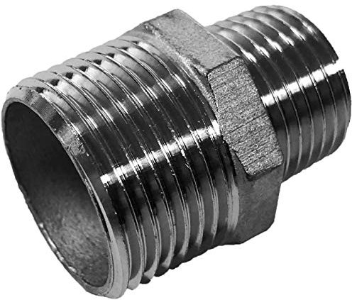 Reduziernippel aus Edelstahl mit 3/8 Rohr Aussengewinde AG reduzierend auf 1/4 Zoll Gewinde Fitting Verschraubung