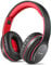 WorWoder Wireless Headphones Over Ear, 80 Hours Playtime Bluetooth Headphones, Hi-Fi Stereo Sound with MIcrophone, Lightweight Headset with Deep Bass for Travel Work PC Cellphone(Black-Red)