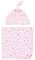 Hudson Baby Baby Swaddle Blanket and Cap or Headband, Silver Pink Star, One Size