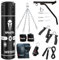 Boxing Punch Bag Filled 5ft 4ft 3ft Heavy Duty Boxing Punching bag set, Wall Bracket Punching Gloves Steel Chain, Kickboxing MMA Grappling Muay Thai Karate BJJ, Adult Home Gym Fitness (5FT)