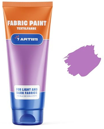 7 Artists Textilfarbe Acrylfarbe Waschmaschinenfest Lila 60 ml – Stoffmalfarben Waschfest für Stofftaschen zum Bemalen, T-Shirt, Leder, Jeans | Fabric Paint für Kleidung, Schuhe