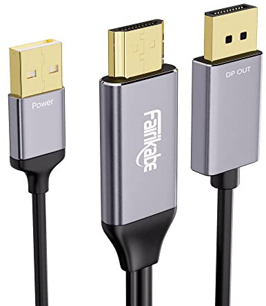 fairikabe - Cable HDMI a Displayport, convertidor HDMI a Displayport de 6.6 pies/2 m, salida HDMI 4K a 60Hz adaptador de entrada DP compatible con computadora, monitor, portátil, PS3/4, Xbox