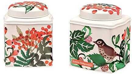 Emma Bridgewater Rustic/Nature-inspired Tea Caddy - 105mm (L) x 105mm (W) x 110mm (H) - Wavy Dome, Snap Closure, Non-Porous Material, Food Storage