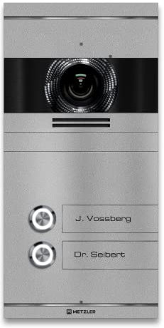 Metzler Video Türsprechanlage 2 Familienhaus | Türklingel mit Kamera FullHD | Opt. 7 Monitor | Smartphone App | Mit Anschluss für Türöffner | Anschluss: LAN POE | Graualuminium | VDM10 2.0 Colson