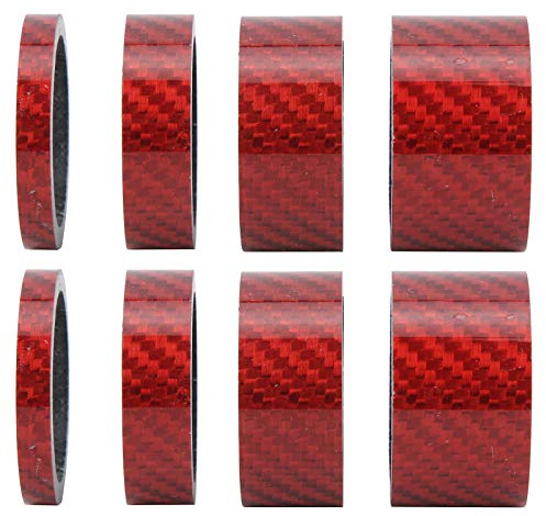 Tissting Fahrrad Carbon Fiber Steuersatz Spacer, 2 Satz Kohlefaser 5/10/15/20mm Fahrrad Steuersatz Vordergabel Spacer Vorbau Fahrrad Unterlegscheibe für Mountainbike, Rennrad