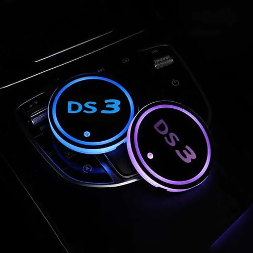 2 PièCes LED Porte-gobelets pour Citroen DS3 Voiture Gobelet Dessous 7 Couleurs Tapis de Verre USB Chargement Tasse sous-Verres