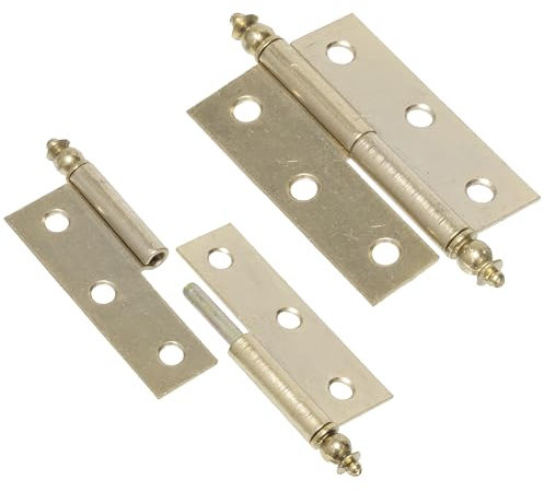 AERZETIX - C73767 - Lot de 2 Paumelles dégondables 51x36 mm pour porte en bois sans feuillure - avec ouverture à droite - menuiserie charnière placard - en acier - couleur zingué jaune