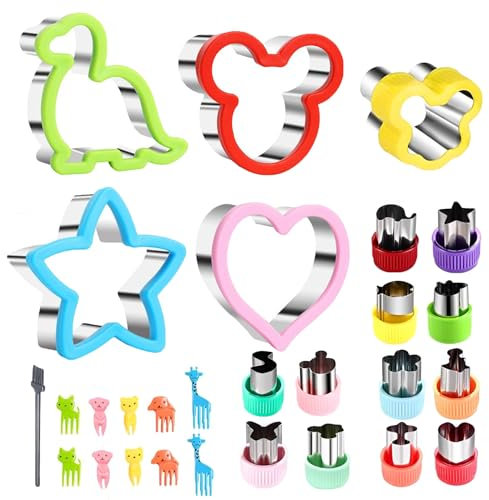 Emporte Piece Sandwiches Cutter, 28 Pièce Coupe-sandwich pour Enfants, Coupe-pain à Biscuits en Acier Inoxydable, Mporte-pièces Sandwich Cutter pourb Sandwich, Légume, Pâtisserie
