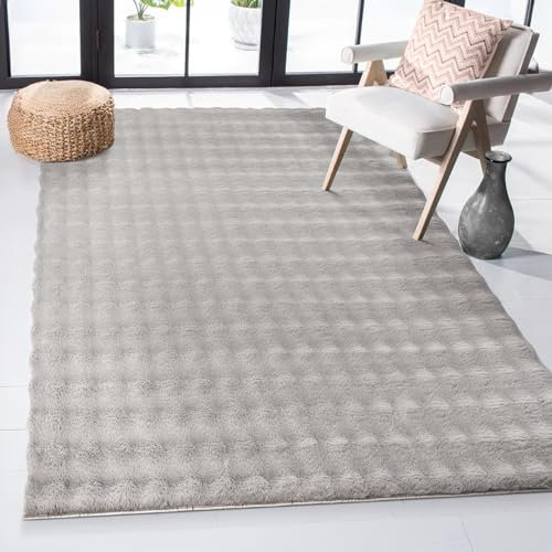 the carpet Cloudy Flauschiger Kunstfell Wohnzimmer Teppich, Hoch Tief Struktur und Bubble Form, Rutschfester Wohnzimmer Schlafzimmer Teppich, Grau, 140 x 200 cm