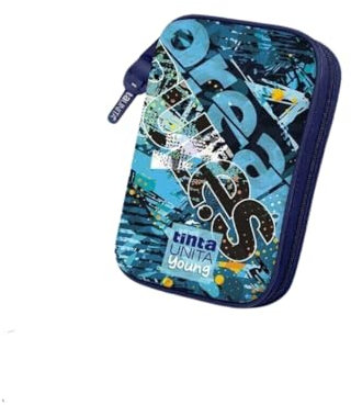 Tinta Unita Astuccio Scuola Young, Fantasia Blu e Viola, Zip Singolo