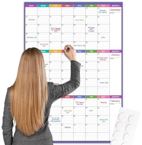Großer Wandkalender – undatierter 3-Monatskalender, 71,1 x 101,6 cm