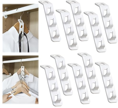 GUOYOU 10 Piezas Ganchos para Perchas y Colgar Ropa Gancho Ahorrar Espacio, para Infantiles Plastico Perchas（Blanca）