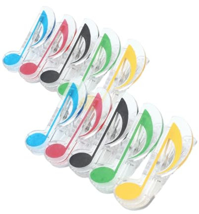 DIYEAH 10St Notizclip Musik Buch Clip Musik Noten Halter Memo-Clip Notenhalterklammer Musikseitenhalter Musik-Büroklammern Musiknoten-Clips Wäscheklammern mit Musiknoten Musikclips Metall