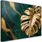 Feeby - Leinwand Bilder - Monstera Goldblatt Marmor - 90x60 cm - Deko Wohnzimmer - Wandbilder Schlafzimmer - Deko Aesthetic - Wand Deko - Leinwand Groß - Deko Zimmer - Leinwandbilder XXL