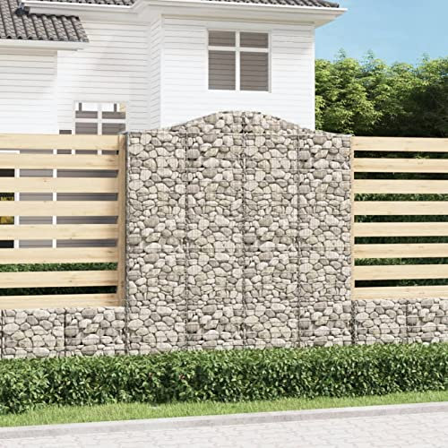 Festnight Gabione 200x50x220/240 cm 1 STK Gabionenkorb Gabionenwand Gabionen Zaun Metall Steinkorb Wand Steingabionen Große Drahtkorb Dekorative Zäune Gartendeko Verzinktes Eisen