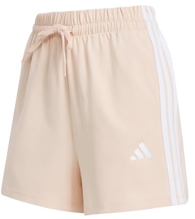 adidas Women's Essentials 3-Stripes Cotton Shorts, Blush pink/White, XL