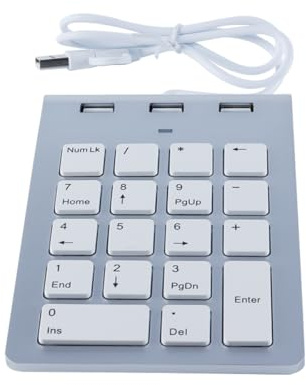 Orivin Kabelgebundener Nummernblock, Typ-C-Notebook-USB-2.0-Zifferntastatur, mit 3 USB-Anschlüssen für Laptop, Tablet, Notebook, PC, Desktop und mehr