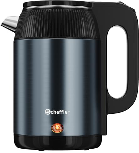 SCHEFFLER Wasserkocher Edelstahl 2.2 Liter Elektrischer Wasserkocher 1500W Teekocher mit 360°-Basis, BPA Frei, Trockengehschutz Auto-Off LED-Anzeigeleuchte Sprungdeckel Feststehendes Filtersieb, Blau