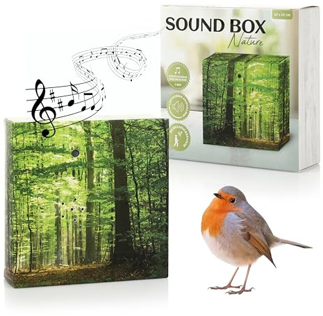 Nordstern Sound Box mit Naturklängen und Vogelgesang für Entspannung und Ruhe - Musikbox mit Bewegungssensor & Lautstärkeregler - 12 x 12 cm