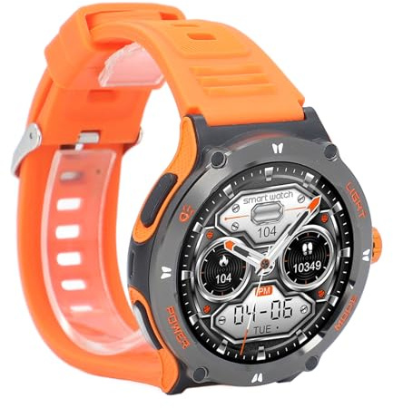 Jopwkuin Montre Intelligente à écran Tactile avec connectivité 5.3, Plusieurs Modes de Sport, Montre Intelligente pour Hommes et Femmes, Batterie en Silicone 500 MAh 1,53 Pouces (Orange)