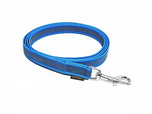 Mystique® Gummierte Leine 20mm mit Handschlaufe Standard Karabiner blau 3m