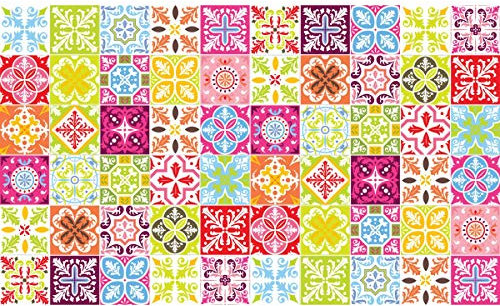 Ambiance Sticker Adhésifs Carrelages Autocollant Vintage Arabesques Carreaux de Ciment Carrelage Sticker Mural Salle de Bain et Cuisine | 60 Pièces de 10 x 10 cm