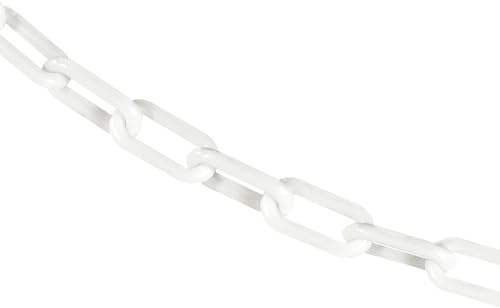 Mr. Chain Plastic Barrier Chain, White, 1.5-Inch Link Diameter, 25-Foot Length (30001-25)