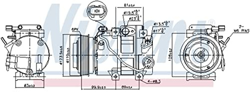 NISSENS 890151 A/C Kompressor für Klimaanlage Klimakompressor mit ID: HS18 Kältemittel: R134a PAG 46 mit 119mm Riemenscheibe Rillen: 6