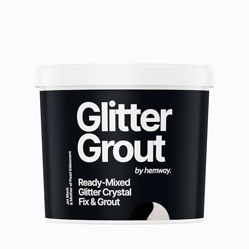 Hemway 2.5 L / 4.5 kg Mother of Pearl Iridescent Glitter with Jet Black Grout | Ready Mixed & Easy to Use | Suitable for Kitchen & Bathroom | Waterproof & Mould Resistant | Non-Toxic & Cruelty Free