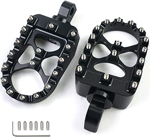 MDPROMCP CNC Motorcycle Wide Foot Pegs Aluminum 360°Roating Adjustable Suitable Compaitble with Dyna Fatboy Iron 883 Sportster 883(Black)