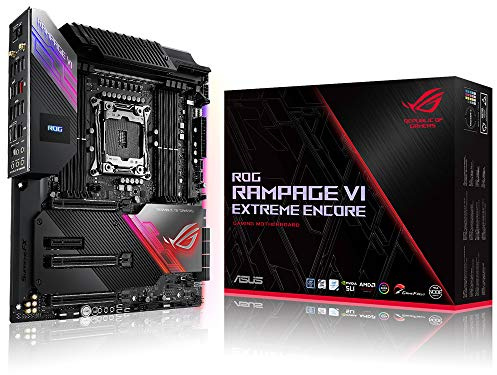 ASUS ROG Rampage VI Extreme Encore Gaming Mainboard Sockel Intel LGA 2066 (ATX, WiFi6, 10Gbit/s-Netzwerk, USB 3.2 Gen 2x2, SATA, vier M.2-Steckplätze, Aura-Sync-RGB-Beleuchtung)