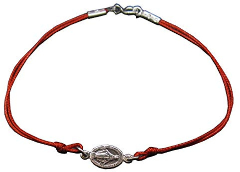 Empress Jewelry Bracciale in Argento Sterling Genuino Solido Punzonato 925 Madre di Dio con Filo Rosso