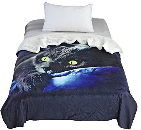 Decke 3D Regenbogen Pferd Einhorn Traum Sternenklarer Himmel Yin und Yang Wolf Schwarz Katze Mandala Plüschdecke Mikrofaser Werfen Für Sofa Bett Camping Reise Wagen (Muster 4, 120 x 150 cm)