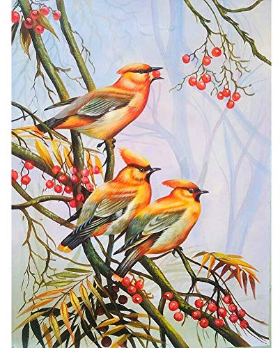 5D-Diamant-Malerei-Kits, Cardinals Vögel Kirschbaum WOWDECOR Full Drill DIY Diamantkunst Kreuzstich Malen nach Zahlen