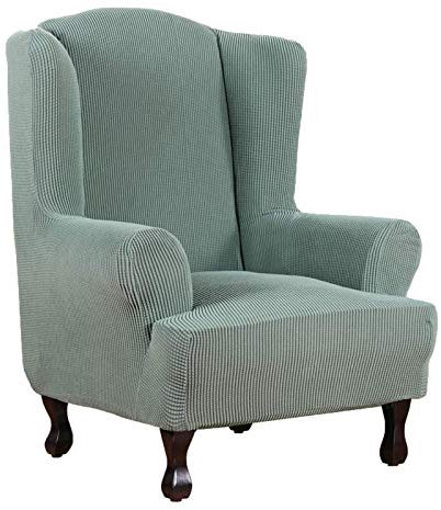 Atack-B Jacquard Sesselbezug, Sessel Überwürfe Ohrensessel Überzug Bezug Sesselhusse Elastisch Stretch Husse Für Ohrensessel Ohrensessel Bezug (Grün)