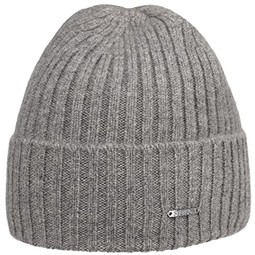 Stetson Varnell Kaschmirmütze Damen Herren 100% Kaschmir Breiter Umschlagrand Kuschelig Warm Strickmütze Herbst Winter grau One Size