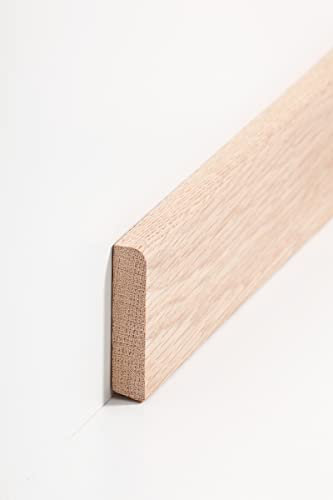 Holzfußleiste 16 x 40 mm abgerundet Eiche roh 240 cm Fußleiste Fußbodenleiste Sockelleiste Abschlussleiste Südbrock Parkett Teppich