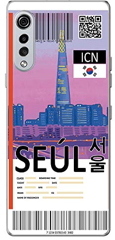 Movilshop Étui pour [LG Velvet 5G] Billet d'avion [Séoul ] en silicone souple transparent Coque Case Cover Gel pour Smartphone.
