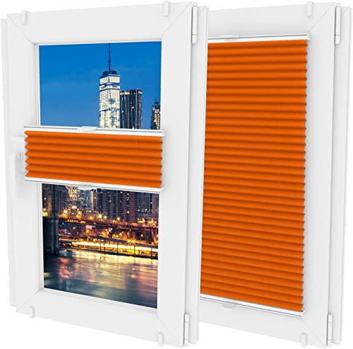 MW GROUP Plissee Ohne Bohren -Nicht-invasive Griffe - Schnelle und Einfache Installation Plissee - Rollos für Fenster Ohne Bohren - Rollos Für Fenster jeder Form(B 30cm x H 70cm,Orange)